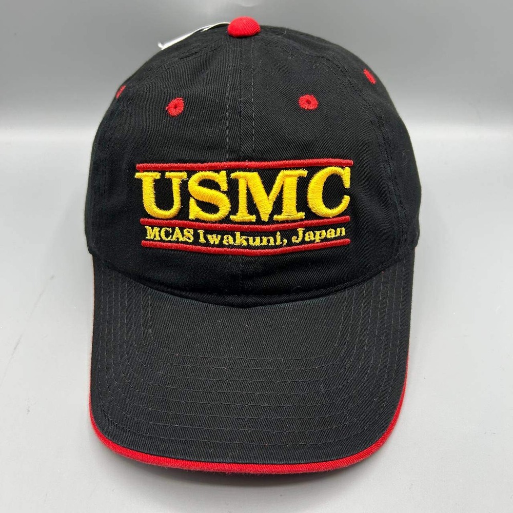USMC U.S. Marine Corps Hat Men Black Red The Game Strap Back Cap Cotton New